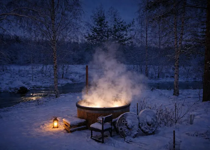 Riverside Cottage Aeaenekoski Sauna And Hot Tub Northern Lights 木屋 *
